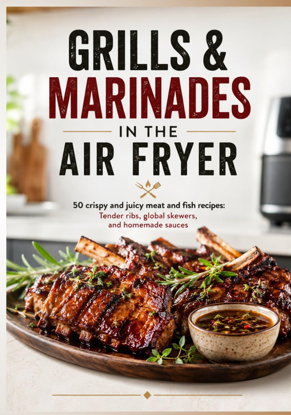 GRILLS & MARINADES IN THE AIR FRYER: 50 crispy and juicy meat and fish recipes: Tender ribs, global skewers, and homemade sauces