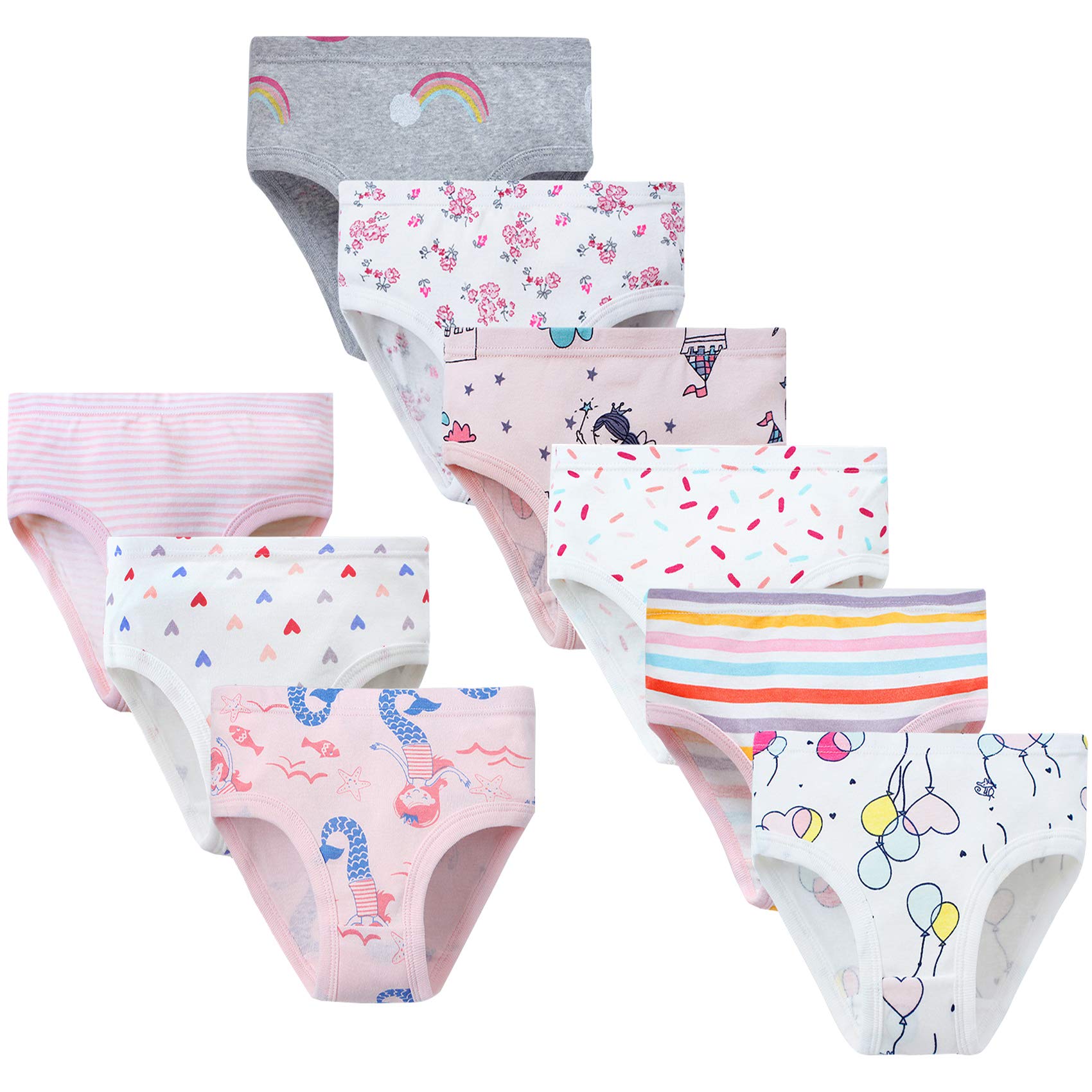 Girls' Knickers 9 Pack Girls Underwear Comfortable Briefs Girls Cotton (2-8 Years)