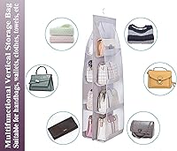 Vista 62 de AARAINBOW 1 Pack Hanging Handbag Purse Organizer for Closet, Hand Bag Organizer Holder 8 Pockets, Space Saving Wardrobe Purse Storage Organizer for