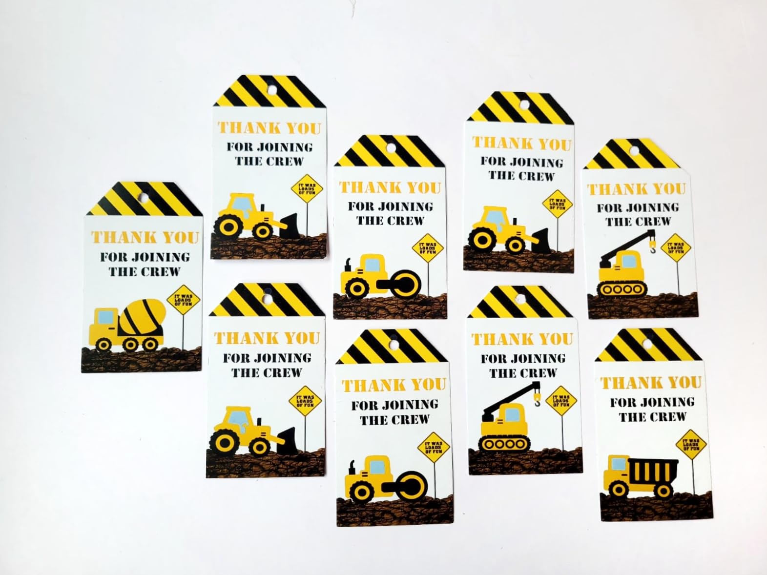 Construction & Trucks Birthday Gift Tags Set of 18 (2.5”x4”) – Perfect for Boys' Birthday Parties and Thanksgiving Return Gifts