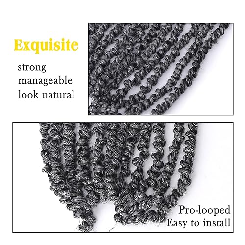 Miniatura 9 de Pelo de Passion Twist  Cabello de ganchillo de 18 pulgadas para mujer, 8 paquetes de cabello rizado pretrenzado de ganchillo Passion Twists
