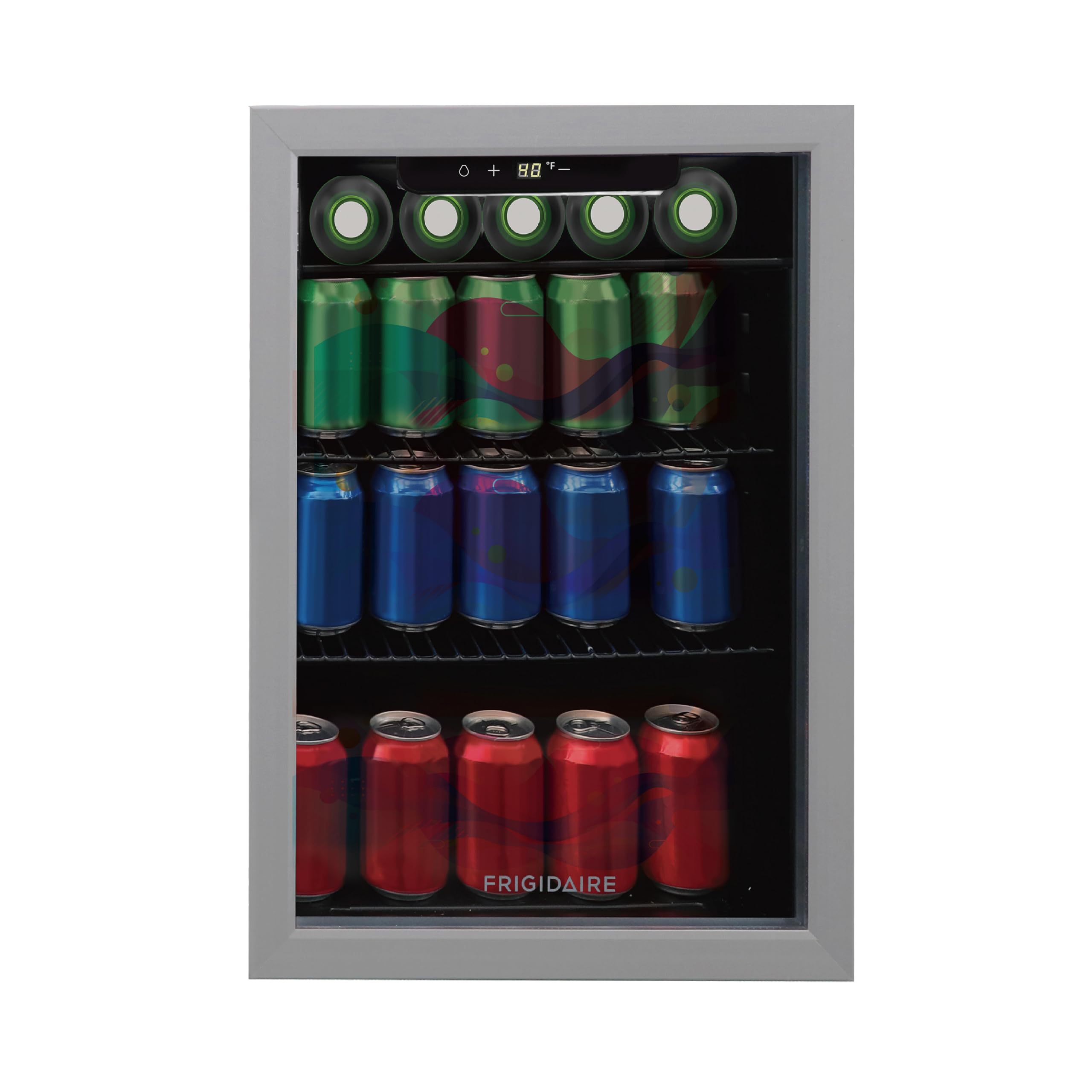 EFMIS9000AMZ, Beverage Fridge Refrigerator with Glass Door, Compact Mini Fridge with Digital Temperature Control Fits 88 Cans or 25 Bottles, 74L Capacity - 19.29"D x 25"W x 17.51"H, Silver