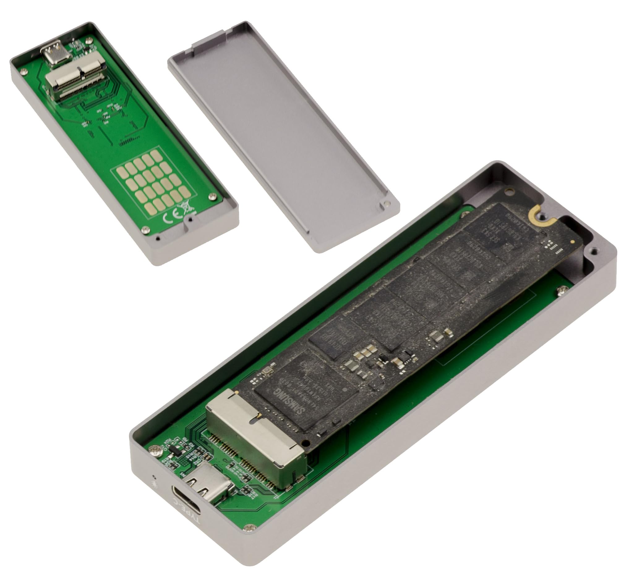 KALEA-INFORMATIQUE Boîtier USB 3.2 20G pour SSD Mac 2013 à 2020 | Boîtier aluminium USB 3.2 Gen2x2 20 Gbit/s pour SSD Apple 12+16 broches (Mac 2013+), fourni avec outils et accessoires.