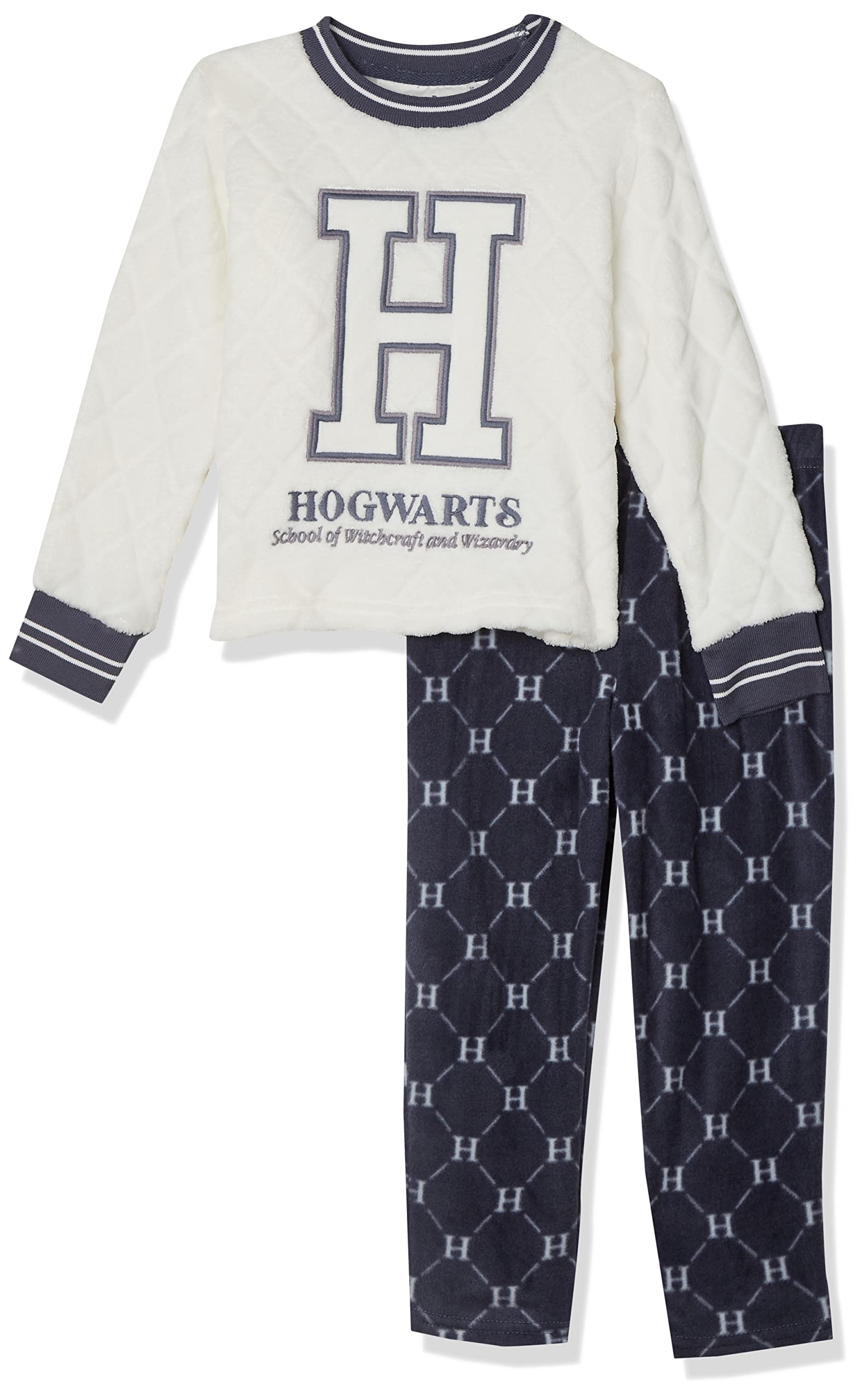 Women'secret Pijama de Manga Mousse Calandrado de Rombos Y Pantalón Largo En Polar Fleece Mujer