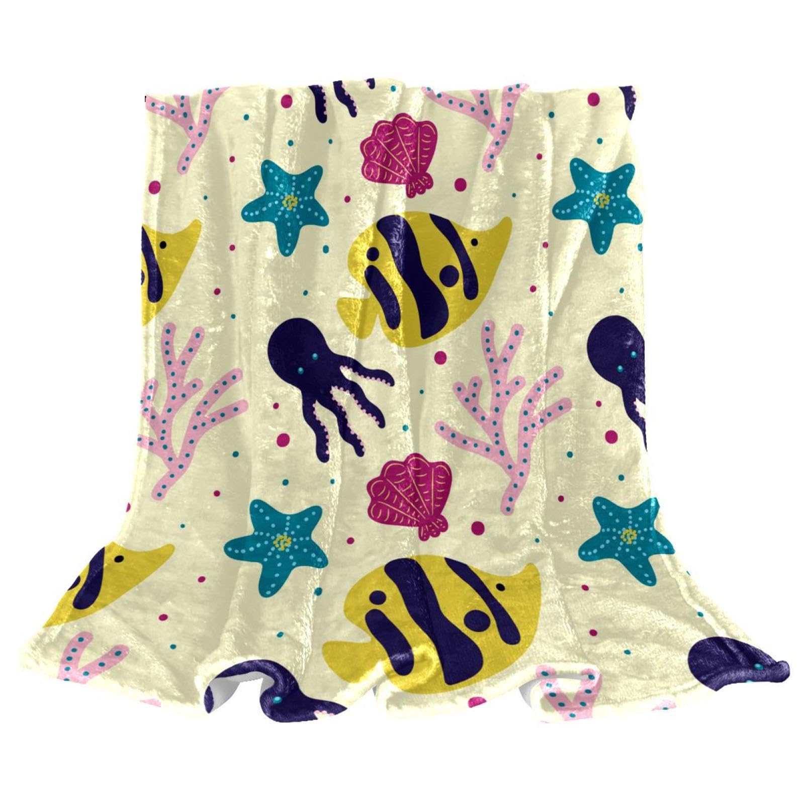 Couverture polaire corail jaune et jeté de canapé microfibres douce 150x130cm