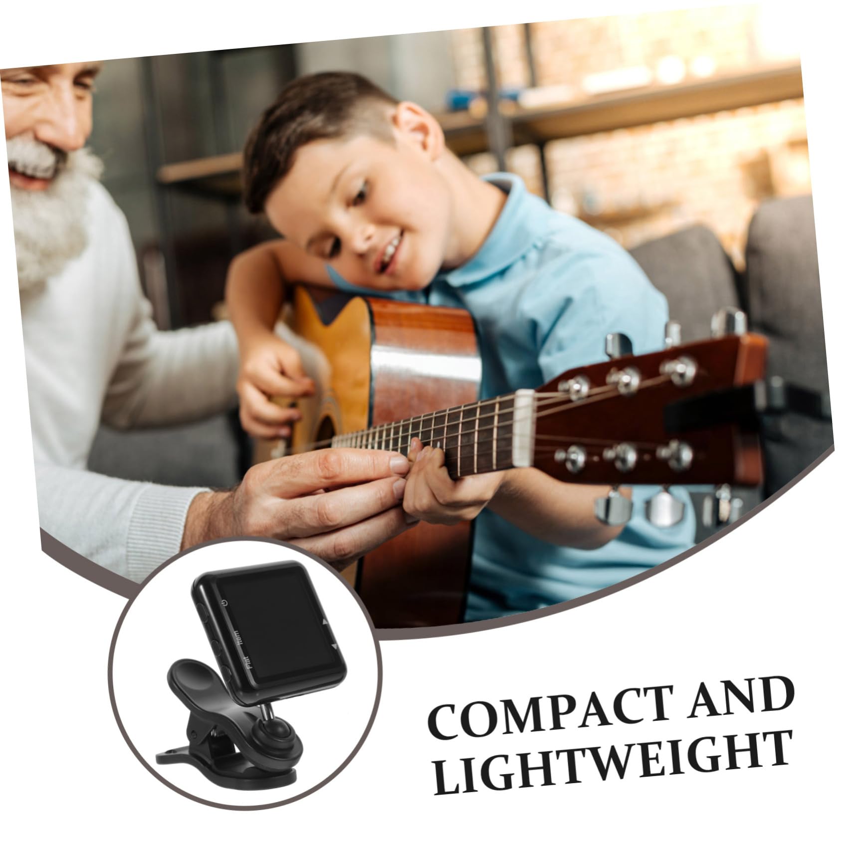 Accordatore Clip per Chitarra Multifunzione Ricaricabile Nero | Tecnologia di Accordatura Avanzata, Abs, per Ukulele e Violino, Accessori per Strumenti a Corda