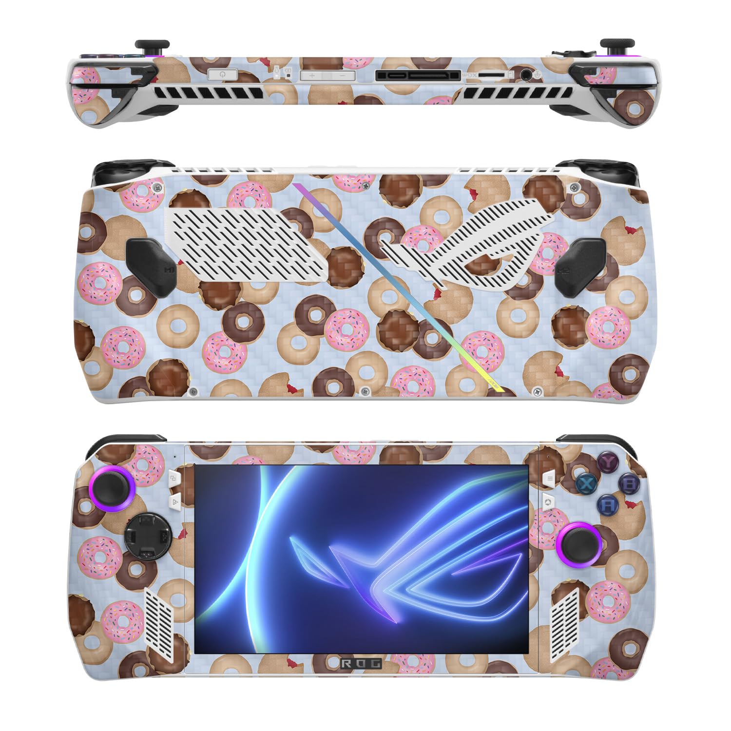 MightySkins Carbon Fiber Skin Compatible with Asus ROG Ally - Donut Binge | Protective, Durable Textured Carbon Fiber Finish | Easy to Apply