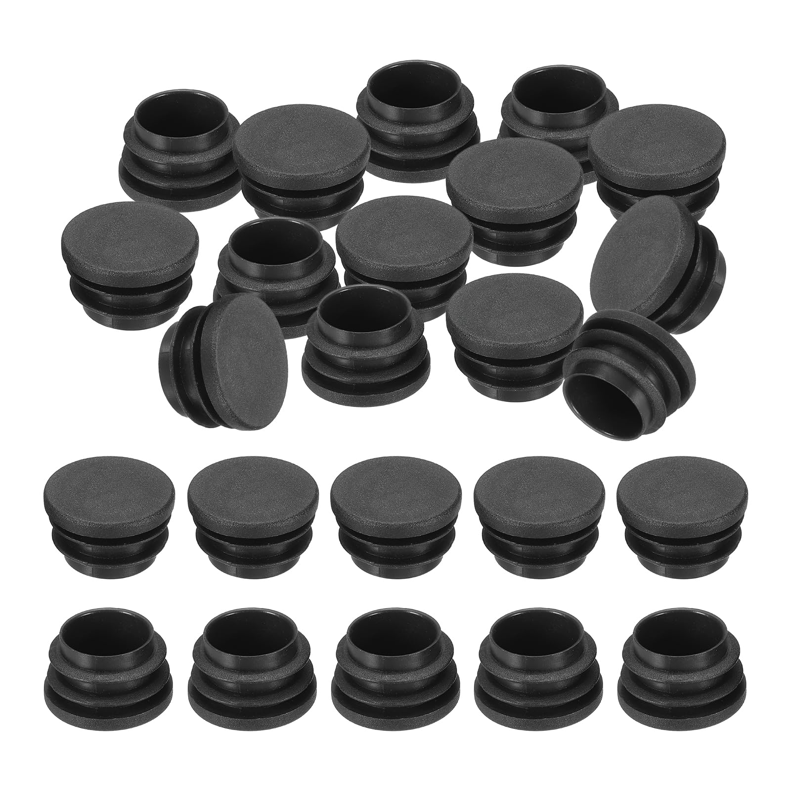 Tapón de plástico redondo PATIKIL de 1.1 pulgadas: protector de patas de tubo negro, 24 ud