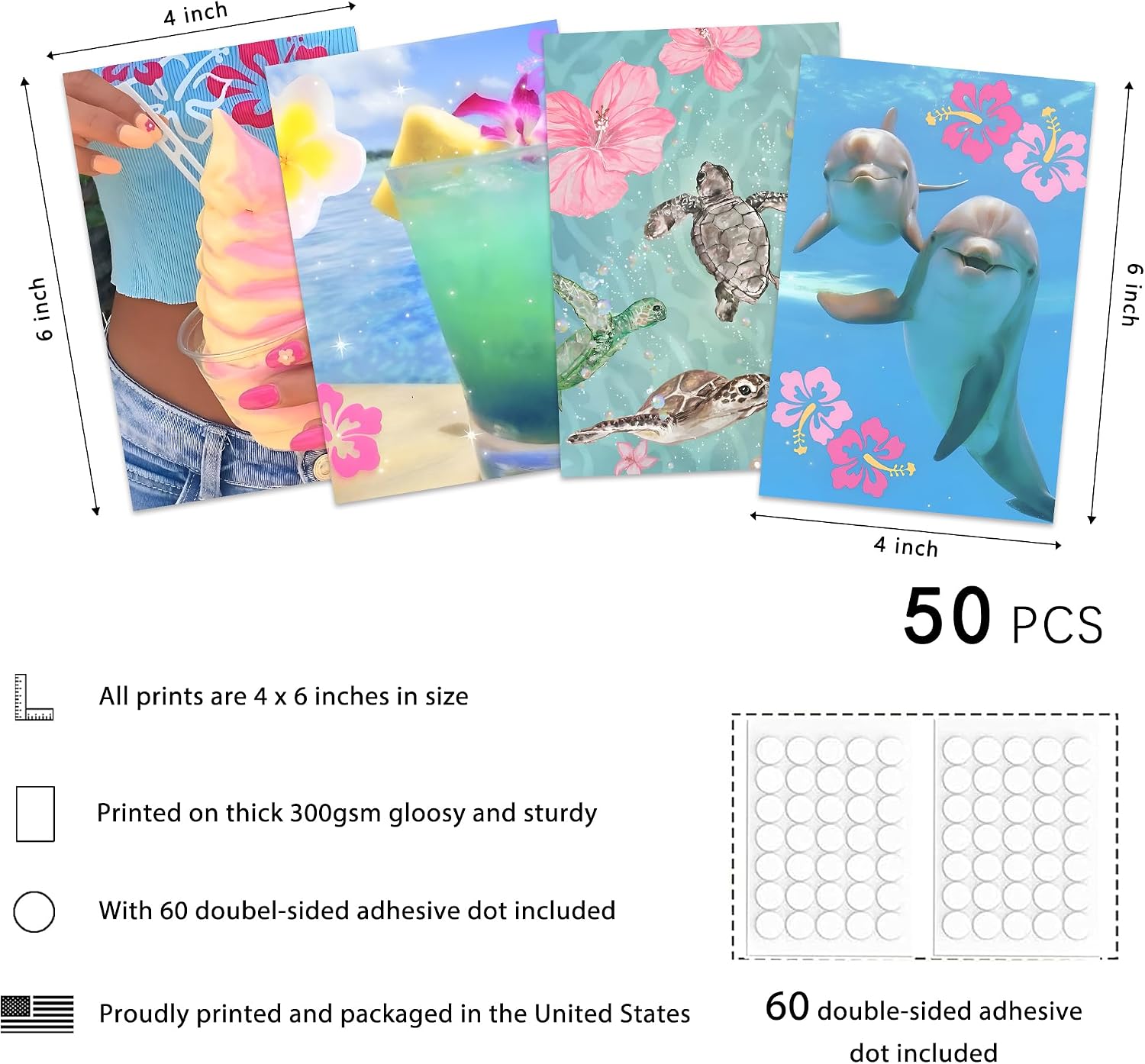 NEXVQRAZ Coastal Granddaughter Room Decor, Pink and Blue Wall Collage Kit 50 Pcs, Beach Wall Art Prints for Bedroom, 4"x6" Coastal Cowgirl Photo Collage Kit Pictures, Coconut Girl Posters Dorm Decor