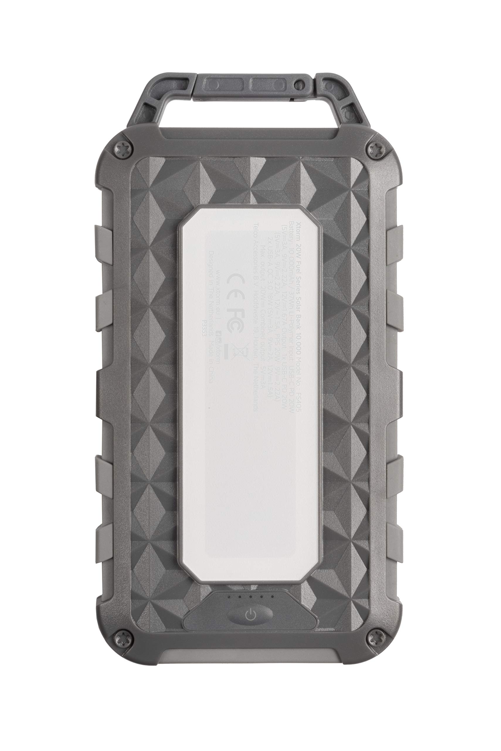 Xtorm 20W Fuel Series Solar Charger - 10,000mAh - Grey, Solaire Rechargeable, 3 Ports, Compatible avec Smartphone et Tablette