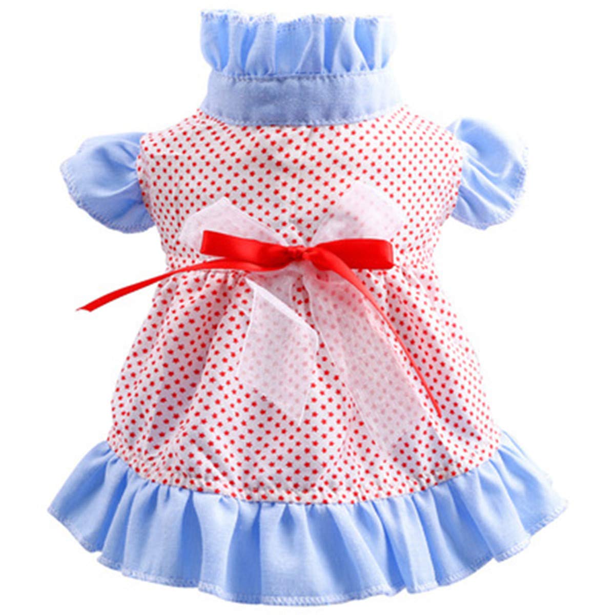 Small Dog Dress Flower Dots Bowknot Lace Ruffle Cute Sweety Summer Shirt Outfits Dress for Dog Pet Puppy Cat Apparel Clothes L