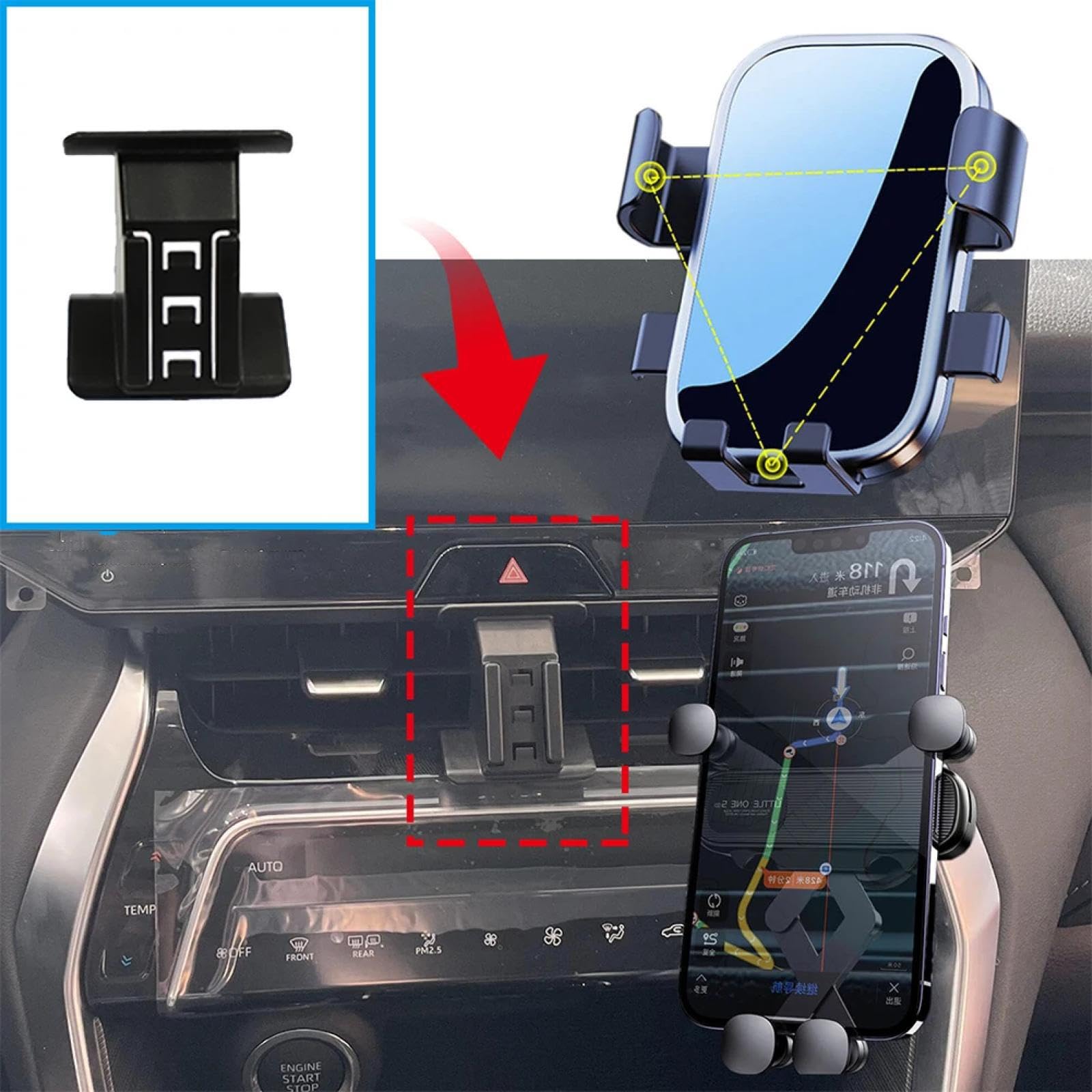 Uchwyt Samochodowy na Telefon dla Toyota Harrier Venza XU80 2021-2024, uchwyt samochodowy na telefon komórkowy, ekran, stała podstawa, stojak na nawigację GPS (ładowanie)
