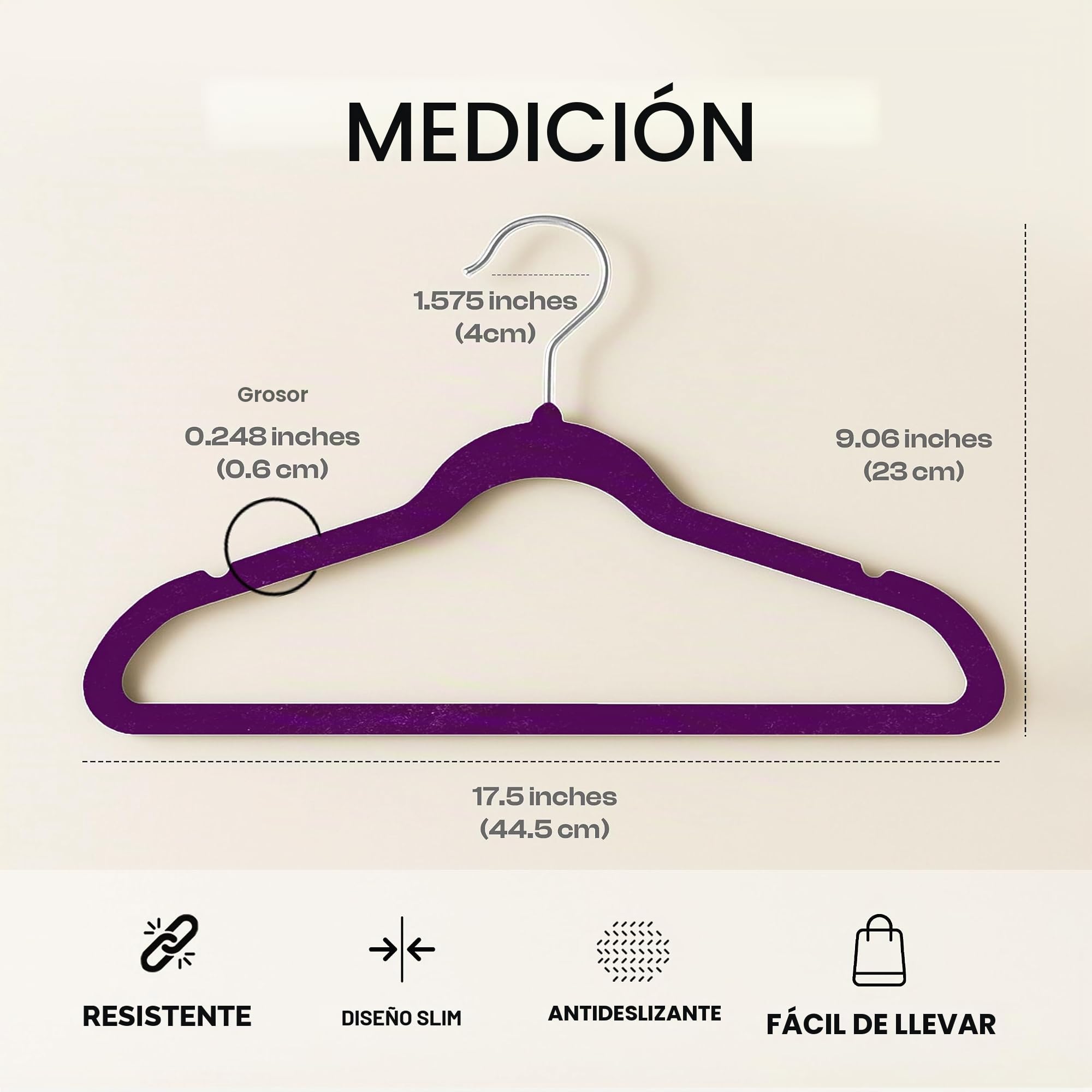 Utopia Home - Perchas de Terciopelo de, Resistentes, Antideslizantes y con Gancho Giratorio 360 Grados (Paquete de 50 Unidades, Color Violeta)