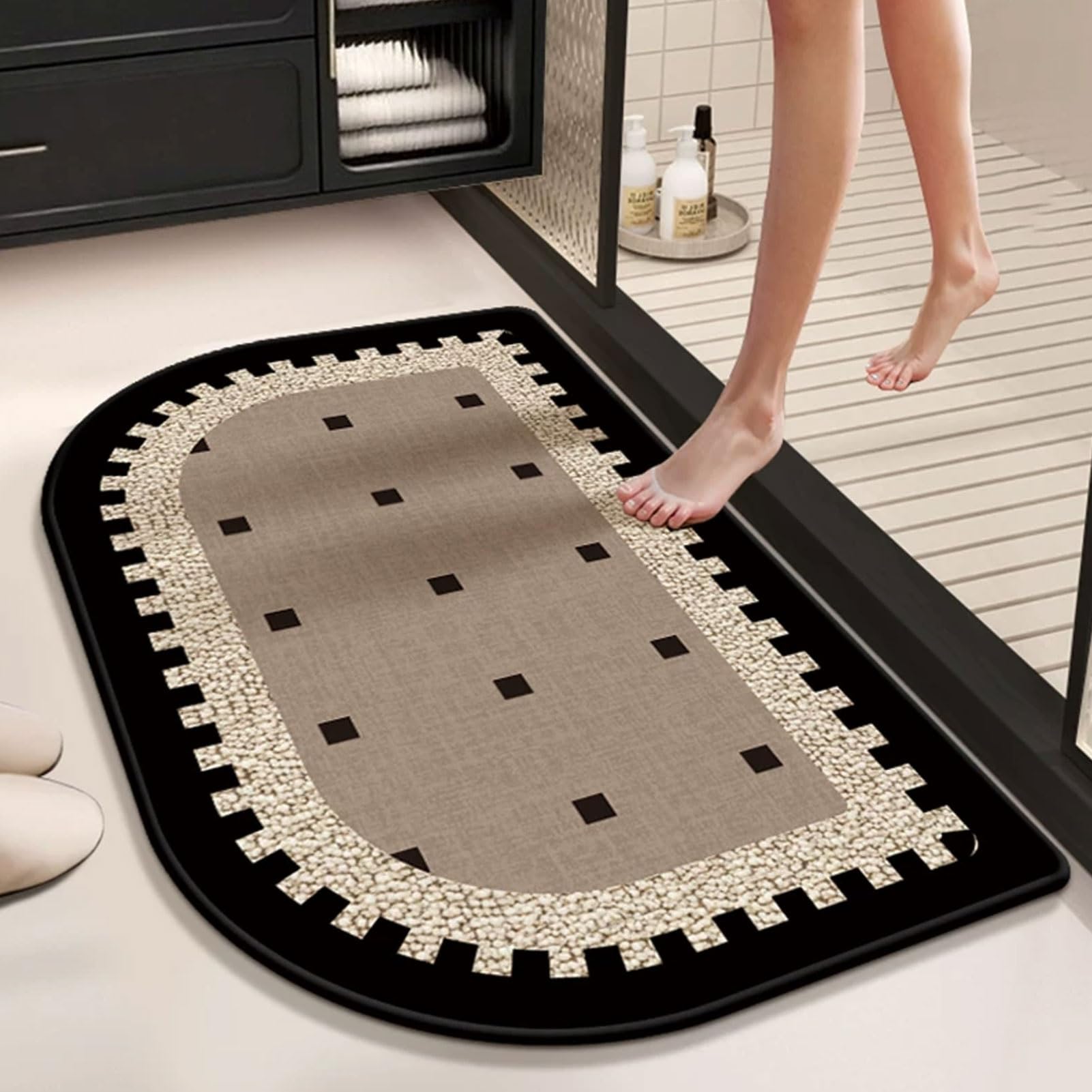 Tappeto Antiscivolo di Piccole Dimensioni in Terra diatomacea, Tappetino Assorbente per Bagno ad Asciugatura Rapida per Comodino, Cucina, Ingresso e Bagno (40x60 cm)