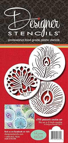 Miniatura 4 de Designer Stencils Juego de plantillas de galletas de pavo real, beigesemitransparente