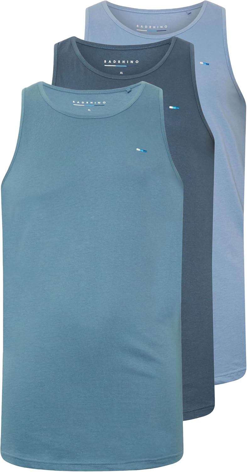 BadRhino Big & Tall Mens 3 Pack Vests Green
