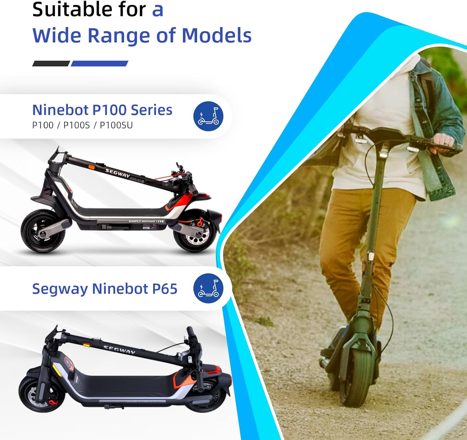Ulip 10.5x2.75 Tubeless Tire for Segway Ninebot P65 P100 P100S P100SU Electric Scooter Thicker Tires Non-Slip Spare Wheels Scooter Accessories 2 PCS
