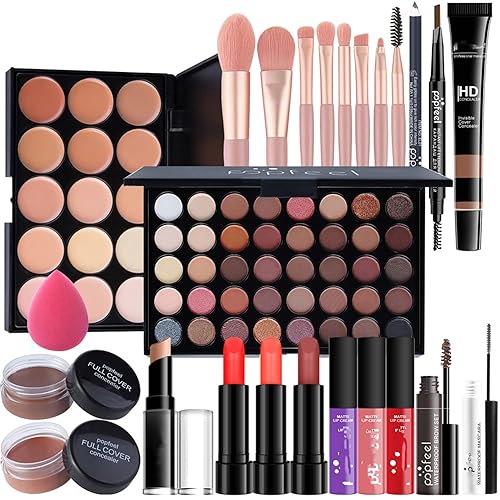 Miniatura 9 de MAEPEOR Kit de maquillaje todo en uno para niñas y mujeres, juego completo de regalo de maquillaje de 27 piezas con lápiz de cejas, delineador de