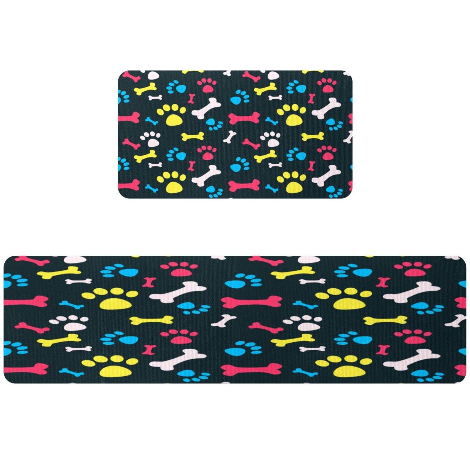 Tapis de cuisine antidérapants lot de 2 anti-taches pour buanderie et couloir avec motif pattes