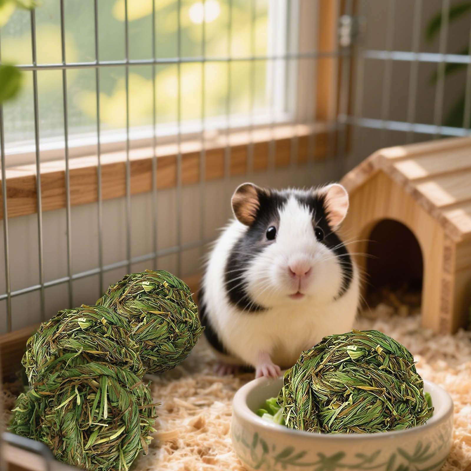 ZONGHUN Bunny Grass Toy 4 Pcs Natural Timothy Grass Guinea Pig Toys Rabbit Chew Toys Hamster Ball timothy hay for Rabbits Hamster Guinea Pigs Gerbils - Image 3