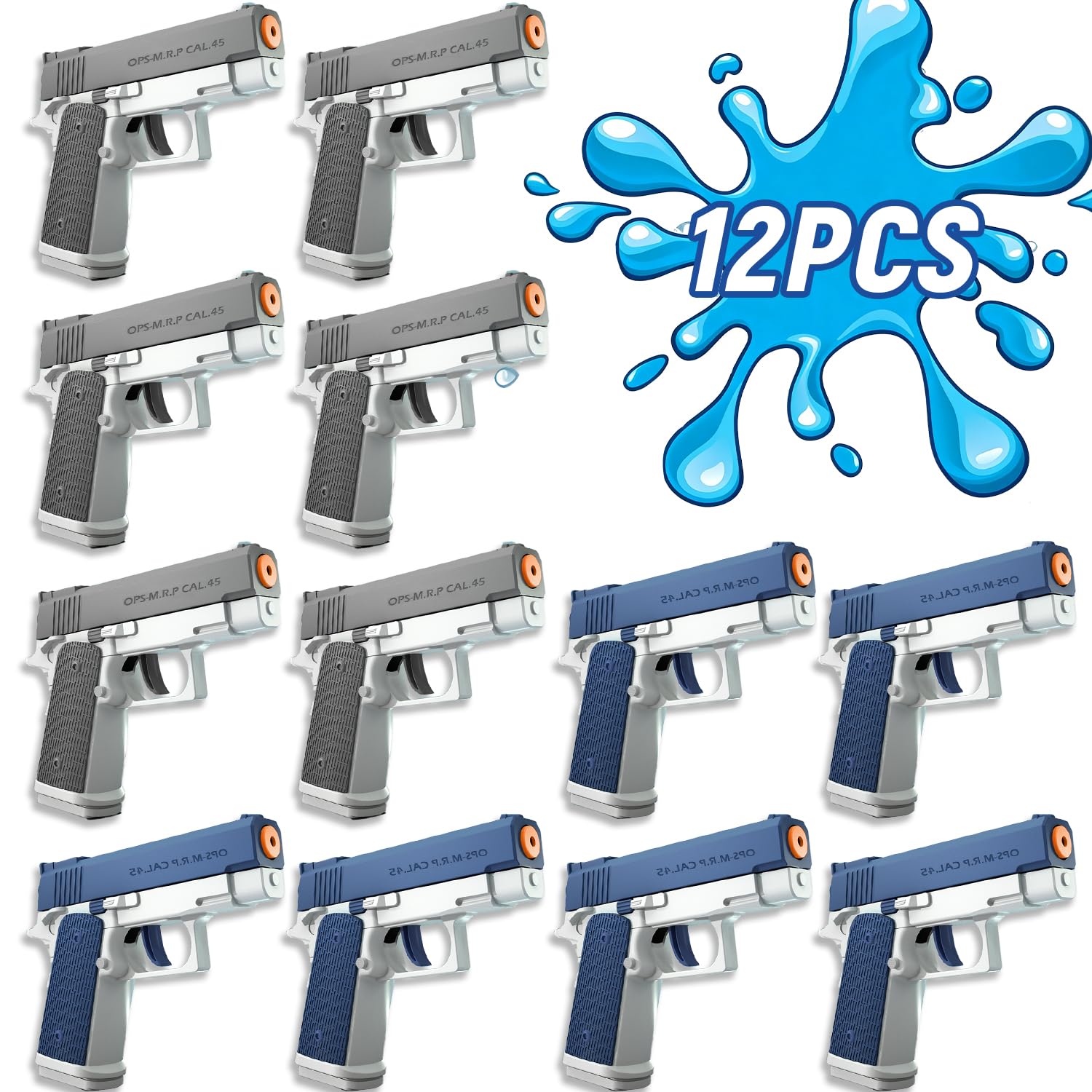 View 1 of 12 Pack Water Gun for Kids, Squirt Guns Bulk Small Manual Water Soaker Gun Toy, Summer Swimming Pool Beach Party Play Water Fighting Toys Gifts for Boys Girls Children (6 Blue & 6 Gray)
