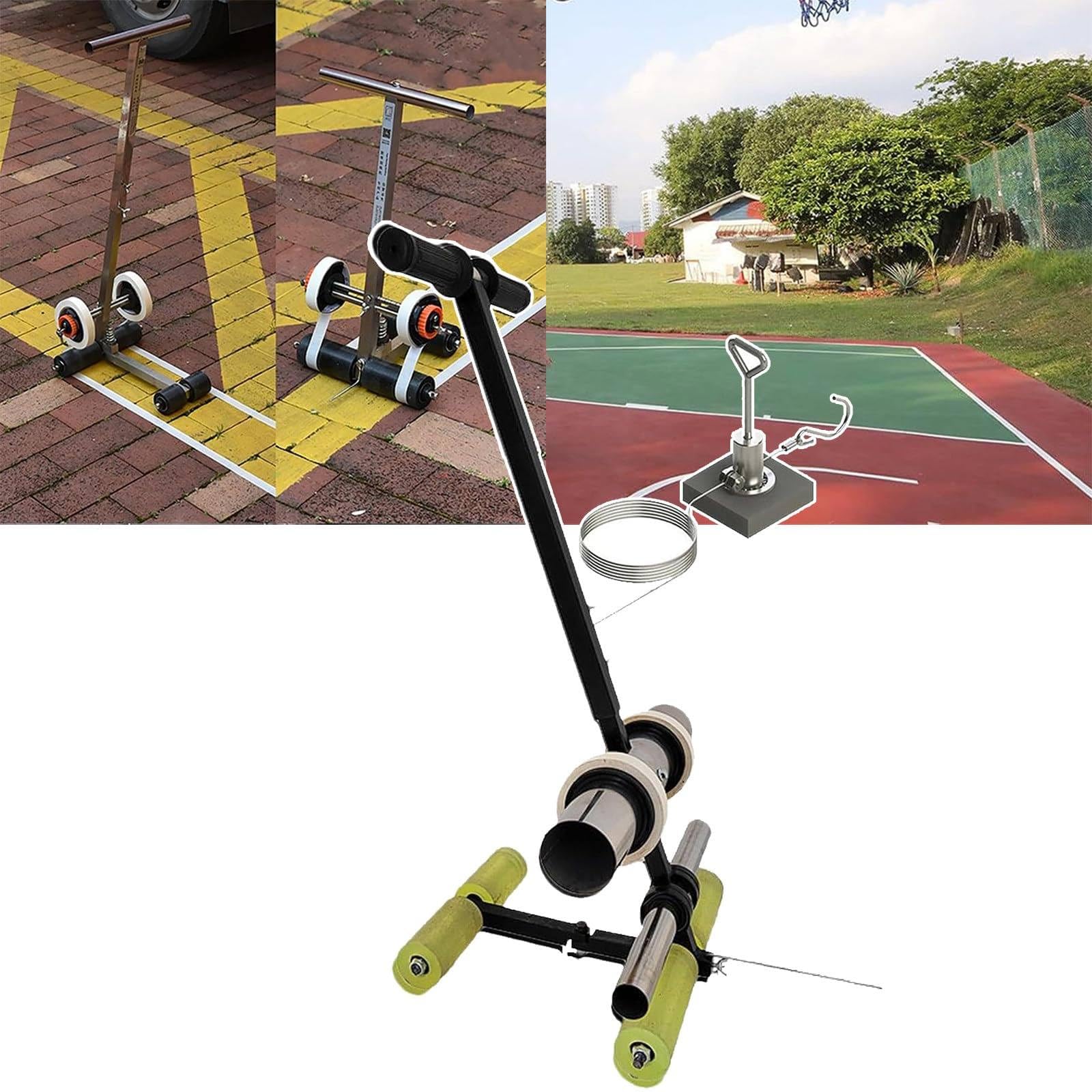 asdchZen Tape Line Marking Tool, Manual Floor Tape Applicator, Hand Push Floor Marking Tool W/Drawing Circle Kit, Masking Tape Machine Kit For Swimming Pool/Warehouse/Gym/Ballpark/Lane Marking