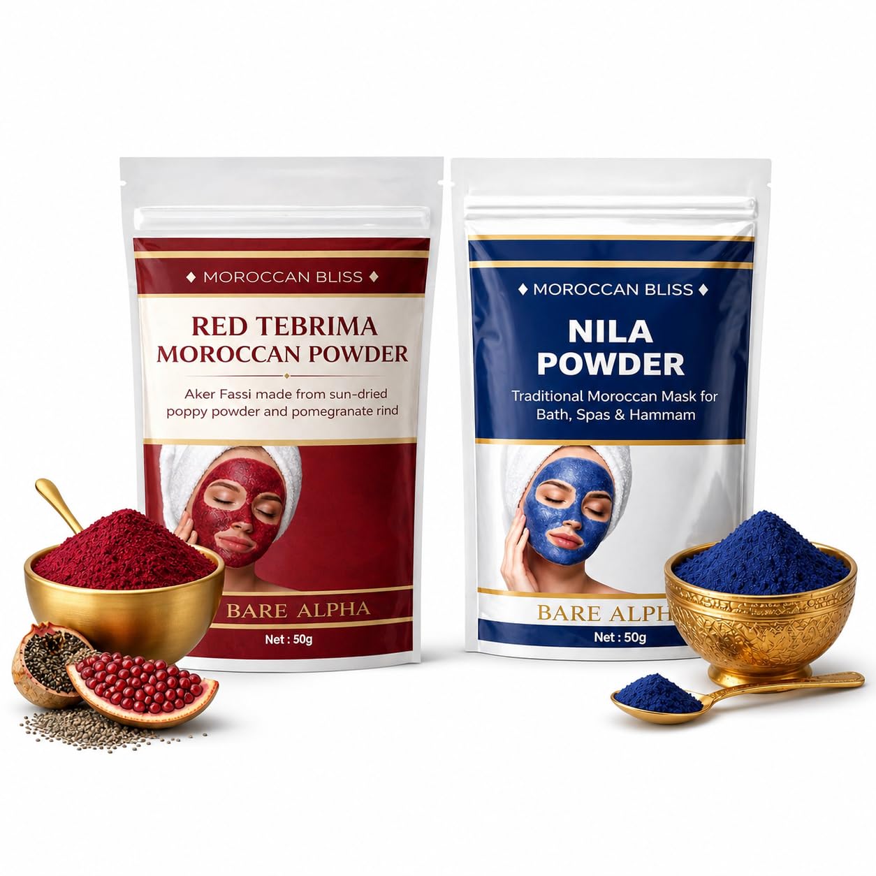 Moroccan Nila Powder – 100% Natural Indigo Blue Powder for Skin Brightening, Tan Removal & Detox | Traditional Moroccan Hammam Beauty Treatment | Face & Body Care (BlueRed Duo)-image-41