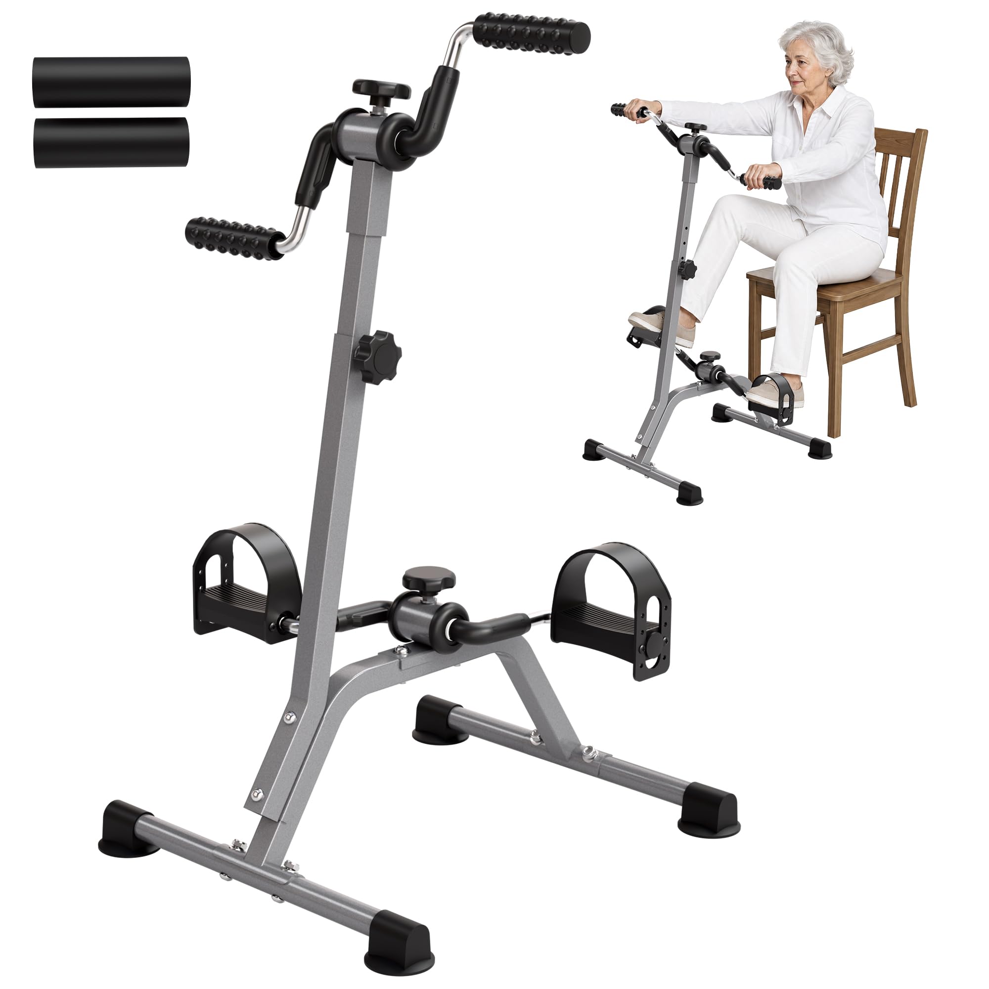 RYGEO pedal Exerciser Arm Leg Exerciser While Sitting for Seniors, Portable Fitness Equipment for Total Body Workout - Great Gift for Elderly Rehab