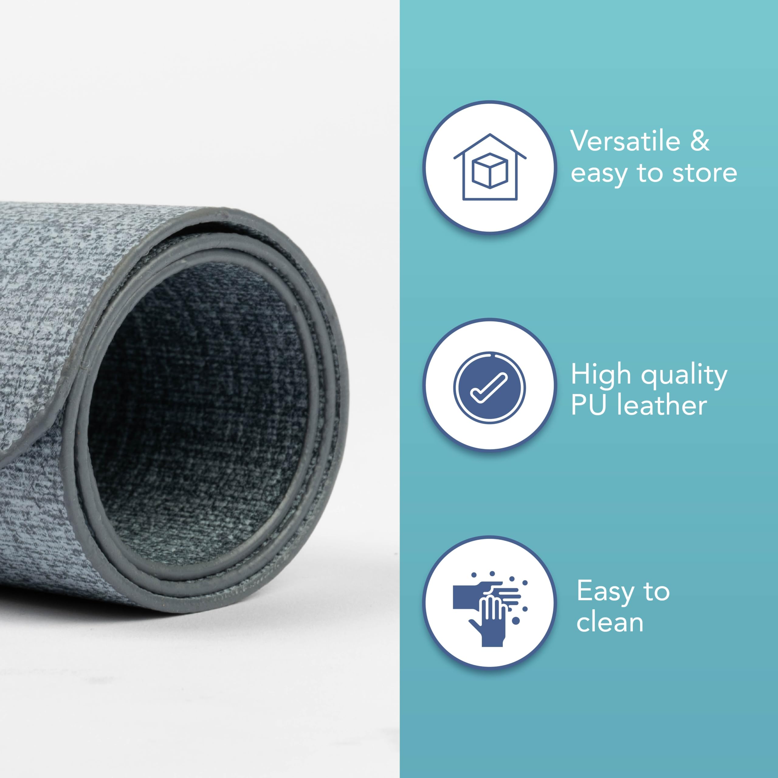 HEFTMAN Blue Placemats and Coasters, Set of 6 Large PU Leather Coasters and Place Mats for Table Heat Resistant up to 100℃ - Image 2