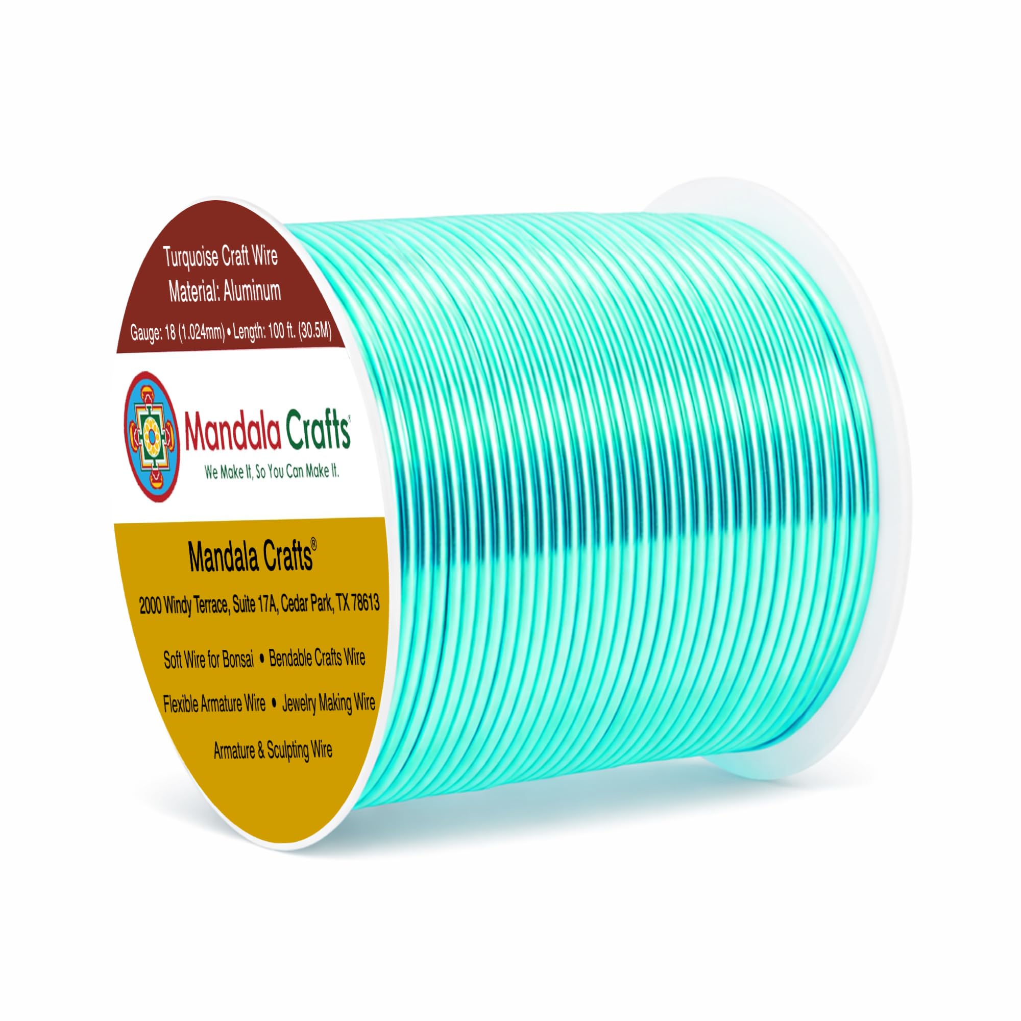 Mandala Crafts 18 Gauge Turquoise Anodized Aluminum Craft Wire, 100 FT