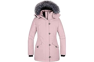 Women's Pink Winter Parka with Removable Hood