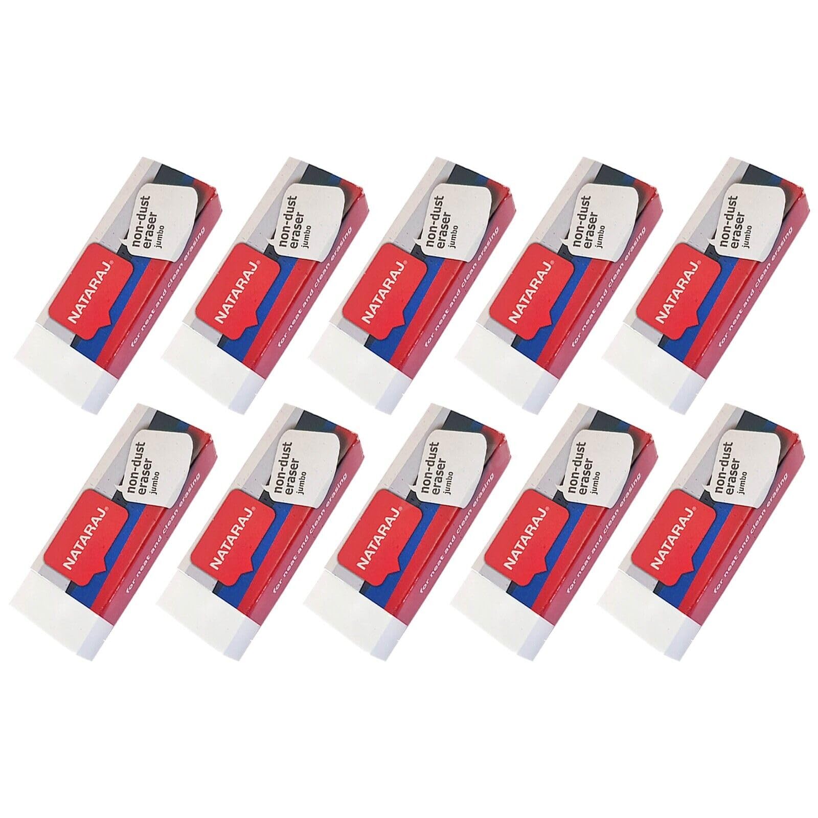 B2S Jumbo Size Eraser Set, Pack of 10, Large Sleeve Soft White Erasers, Durable Pencil Rubber Eraser, Erasers for School Office Home, iZOFAX