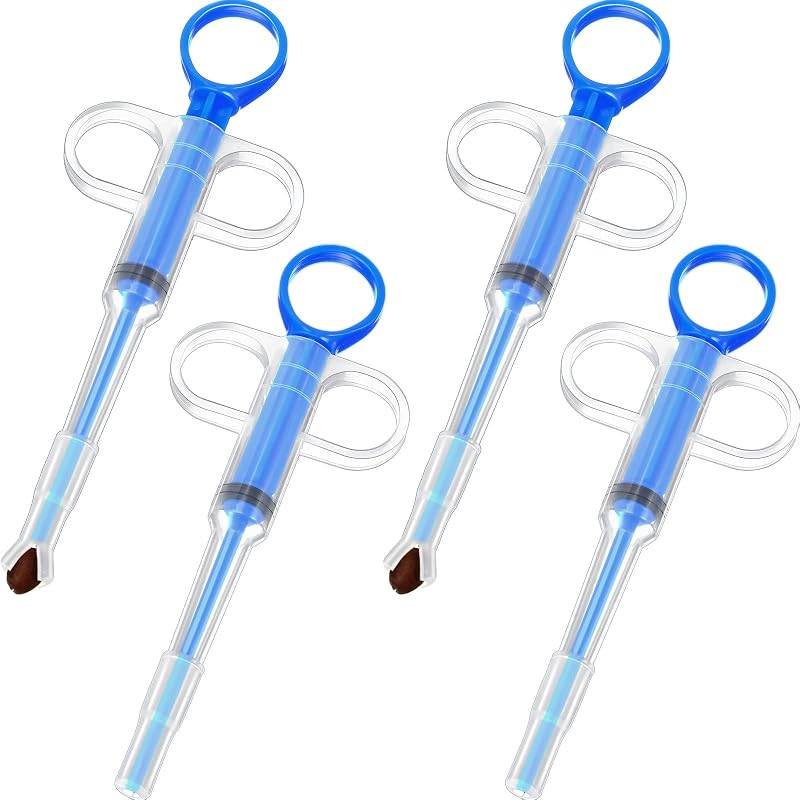 Aplicador de comprimidos e líquidos para cães e gatos Nuanchu, azul, pacote com 4