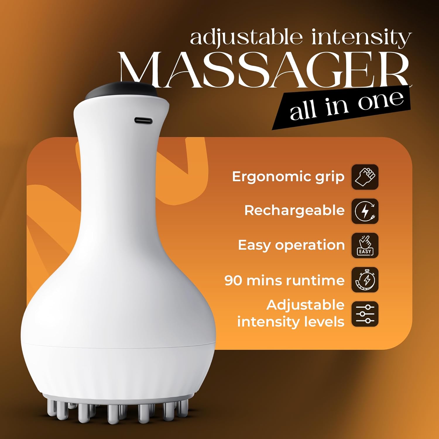 4-in-1 Lymphatic Drainage Massager with Heat, Red Light & Microcurrent – Handheld Anti Cellulite Massage Tool for Body Sculpting & Contouring – Reduces Cellulite, Swelling & Stretch Marks
