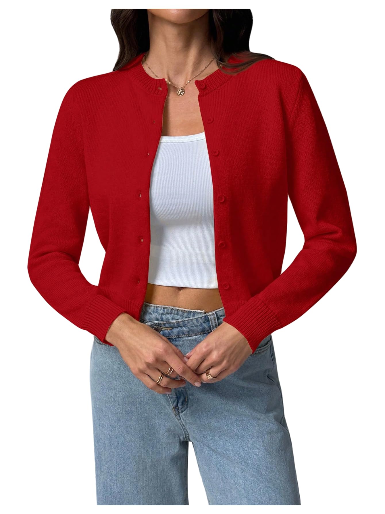 Verdusa Womens Button Down Short Cardigan Sweaters Elegant Lightweight Knit Outerwear