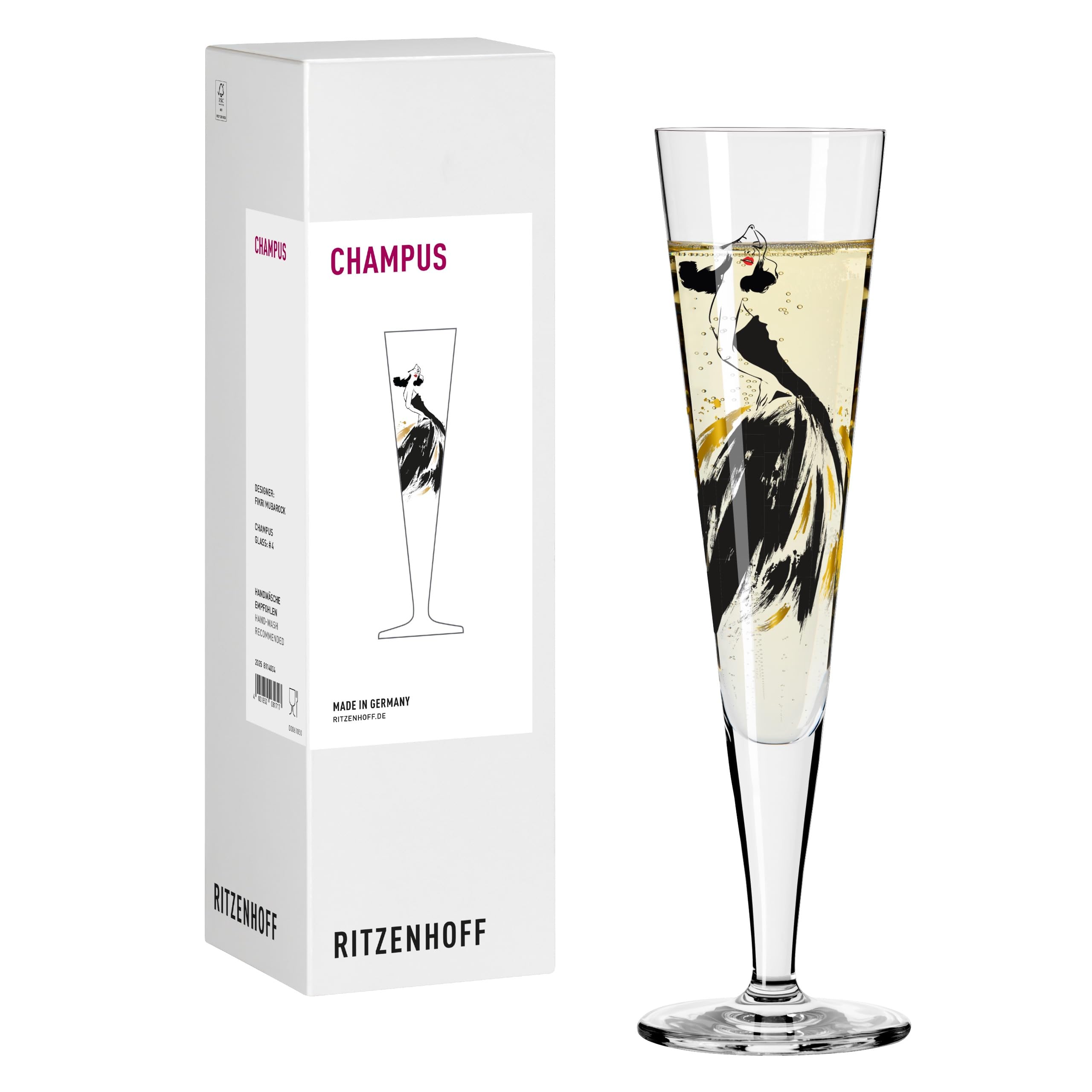 RITZENHOFF 8114004 Fashion Flûte à champagne 200 ml avec motif femme en robe – Fabriqué en Allemagne