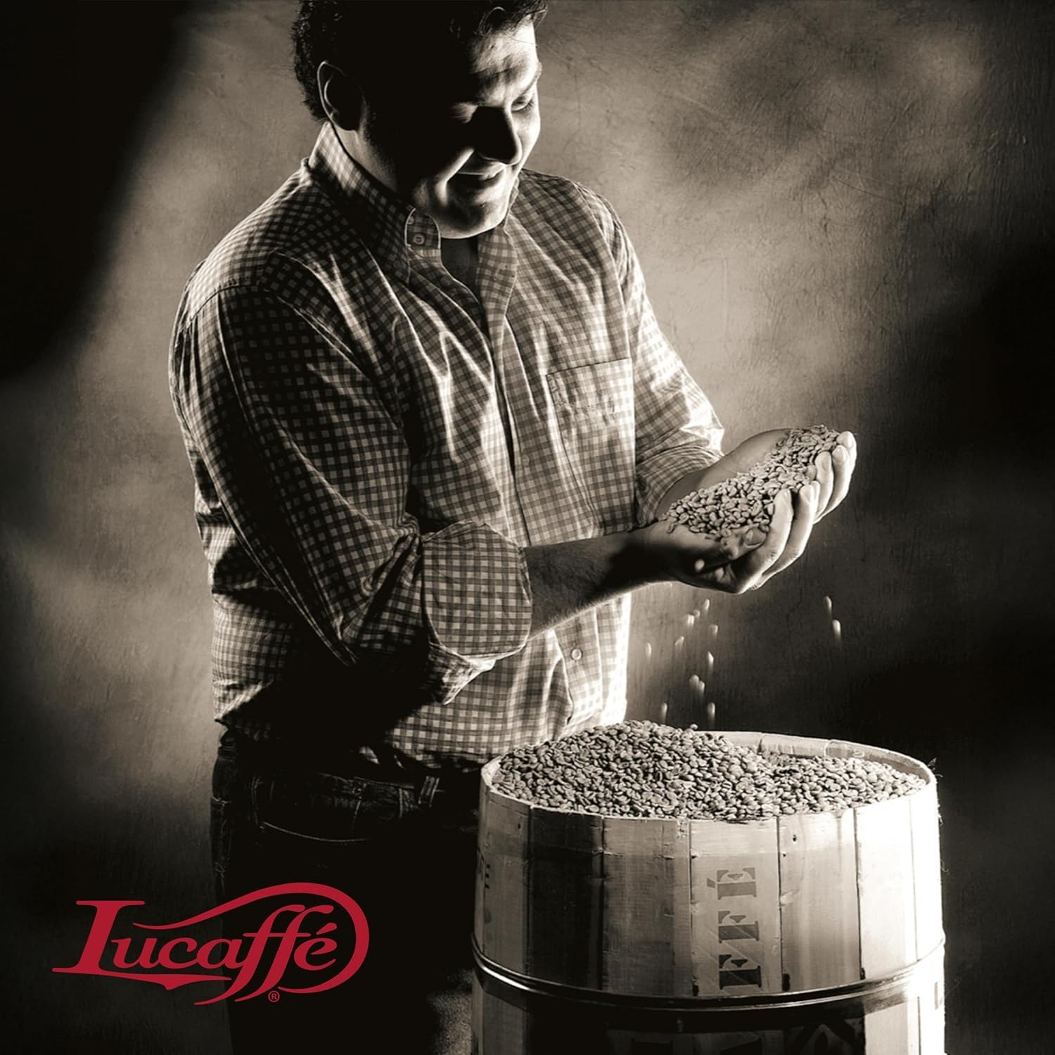 Lucaffé - Cafe en grano natural Decaffeinato, 4 bolsas de 700 Gr | Café en grano de especialidad italiana para espresso descafeinado | Tueste oscuro | Sabor dulce y afrutado, cremoso | Aroma intenso