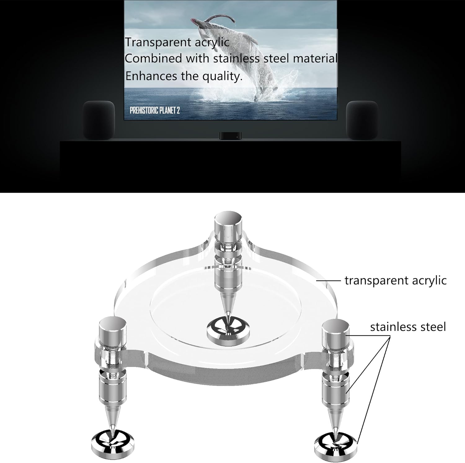 Compatible for HomePods Desk Stand,Vibration Damping Stand,Improve The Quality of The Sound and Make The Product Look More technologically Advanced (Transparency)