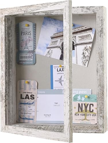 Marco de caja de sombra de 8.5 x 11 pulgadas con parte trasera de lino, resistente vitrina de memoria de flores, imágenes, medallas y más, color