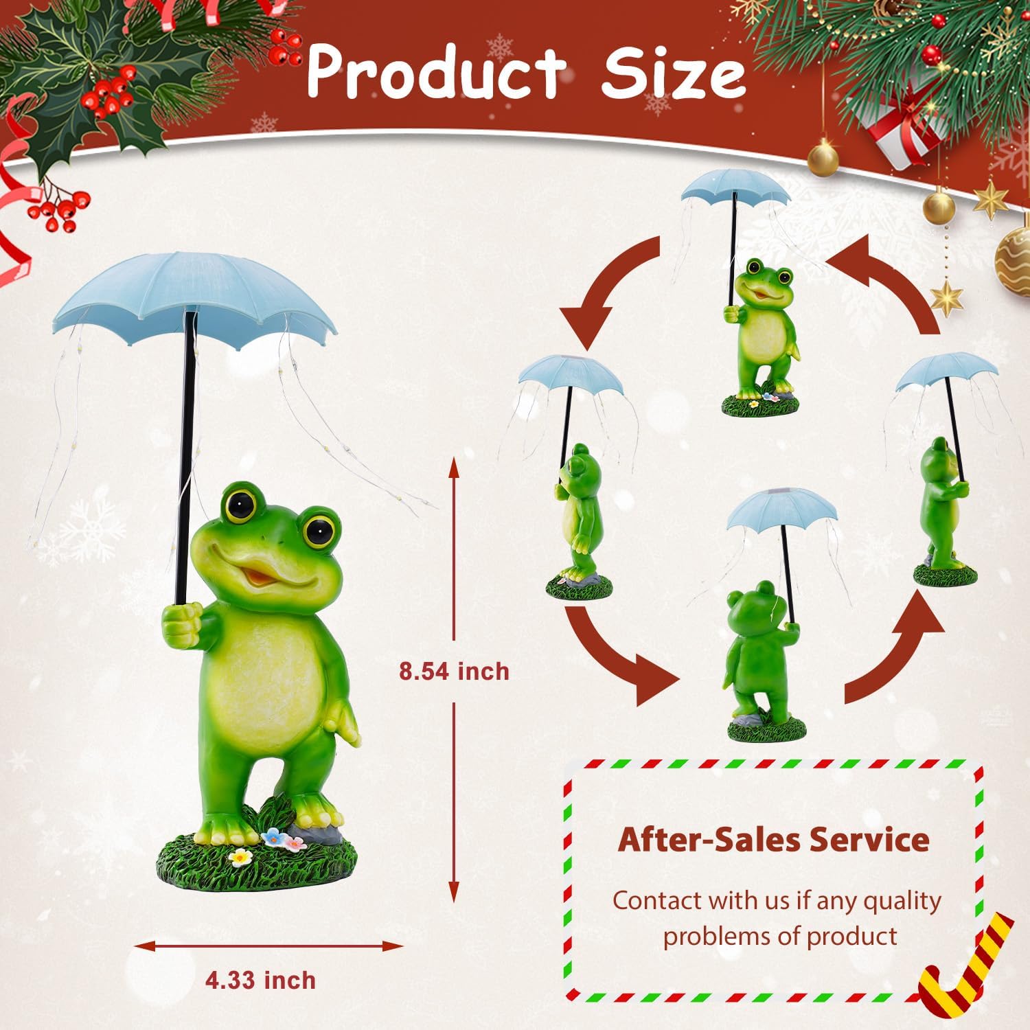 Solar Frog Statue Garden Decor - Funny Solar Outdoor Yard Garden Statue - Unique Design Gifts for Women,Mom - Image 3