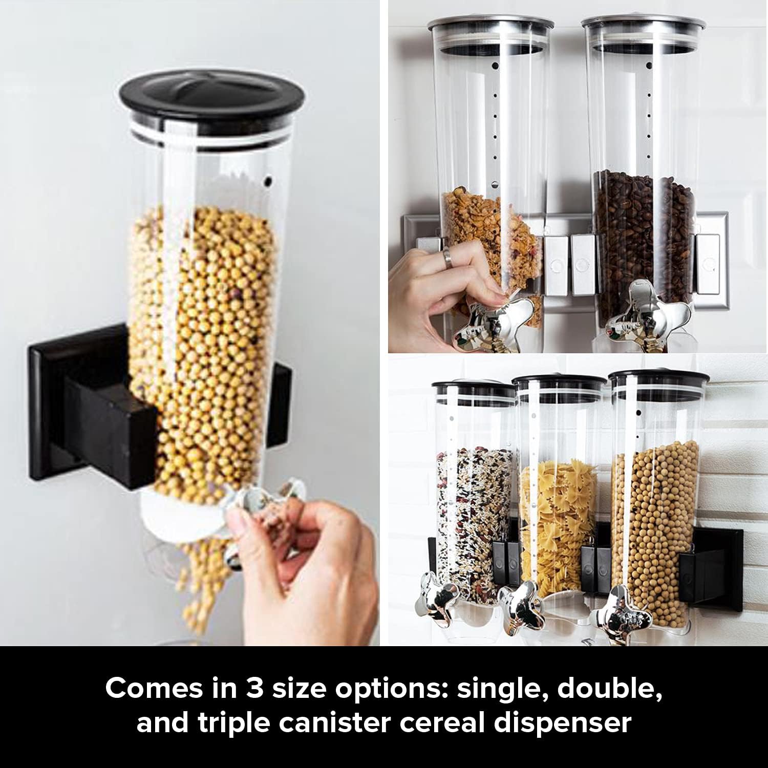 Buy Wall Mount Dry Goods Dispensers 2Pack Cereal Dispenser Kitchen Storage Pantry