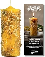 Rue and Salt Herbal Candle – Yellow Candle with Natural Herbs for Cleaning and Energy Protection | Esoteric Ritual with Rue and Salt | Includes Prayer and Instructions