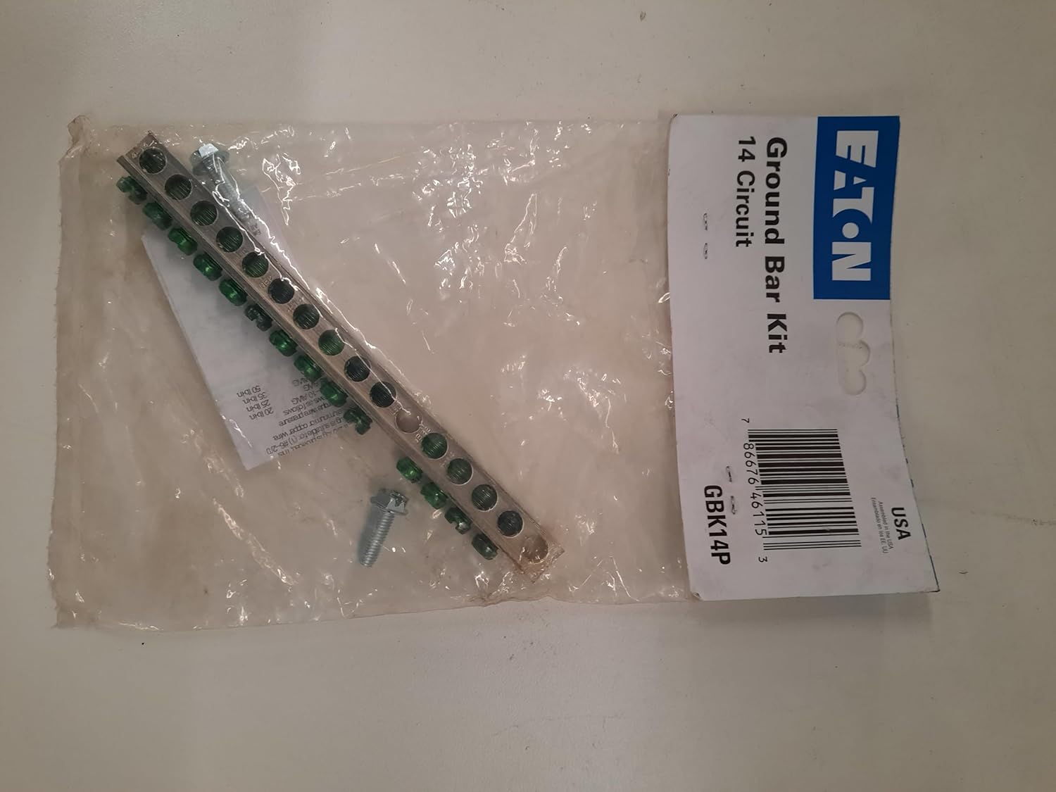 Eaton GBK14P Ground Bar Kit, 14 Circuits, 5.69, Cu/Al