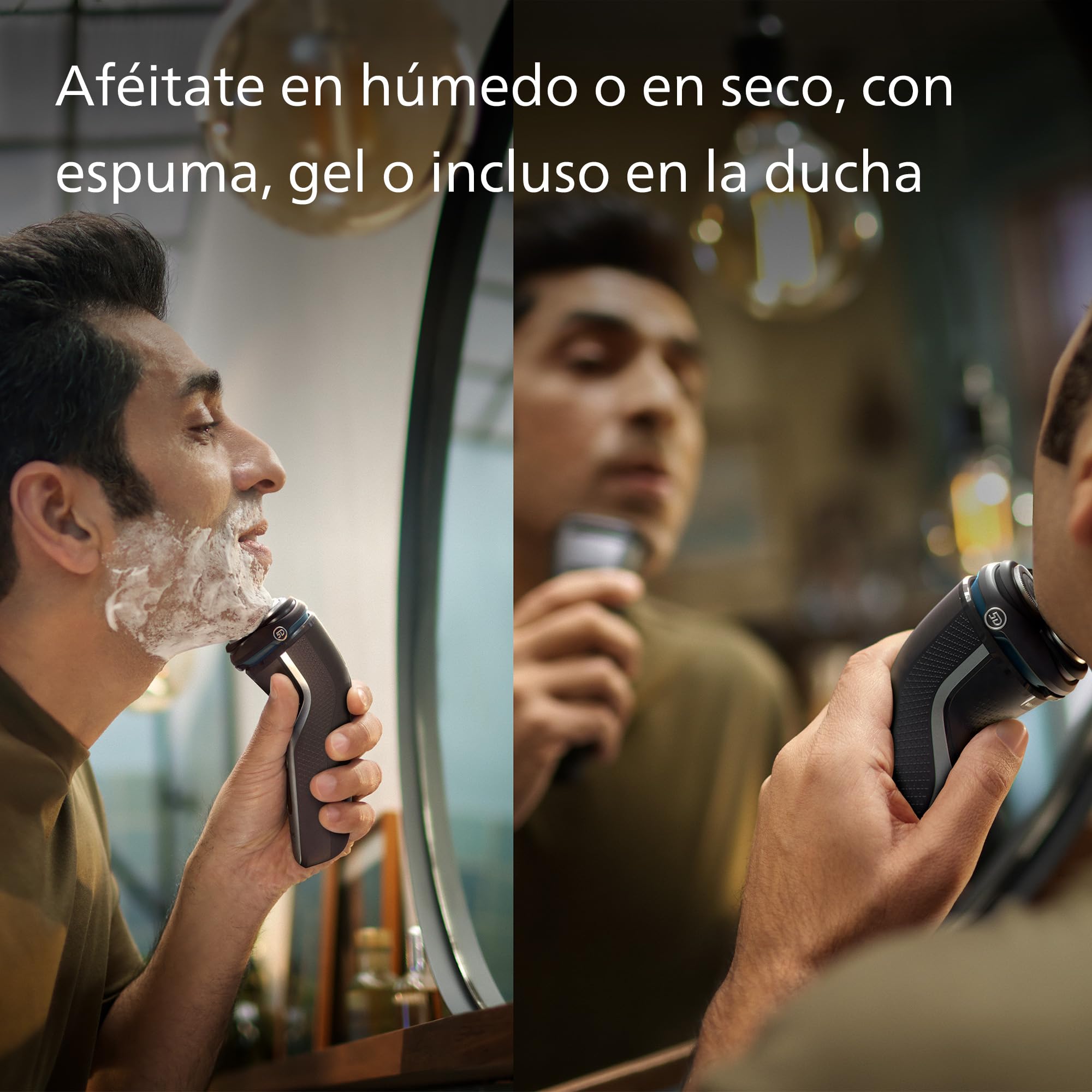 Philips Serie 3000 Afeitadora Eléctrica Hombre, Máquina de Afeitar Barba con Cortapatillas, 27 cuchillas, Cuida la piel, 60min de uso, En Seco y Húmedo, Recargable, Funda, S3241/12, Gris