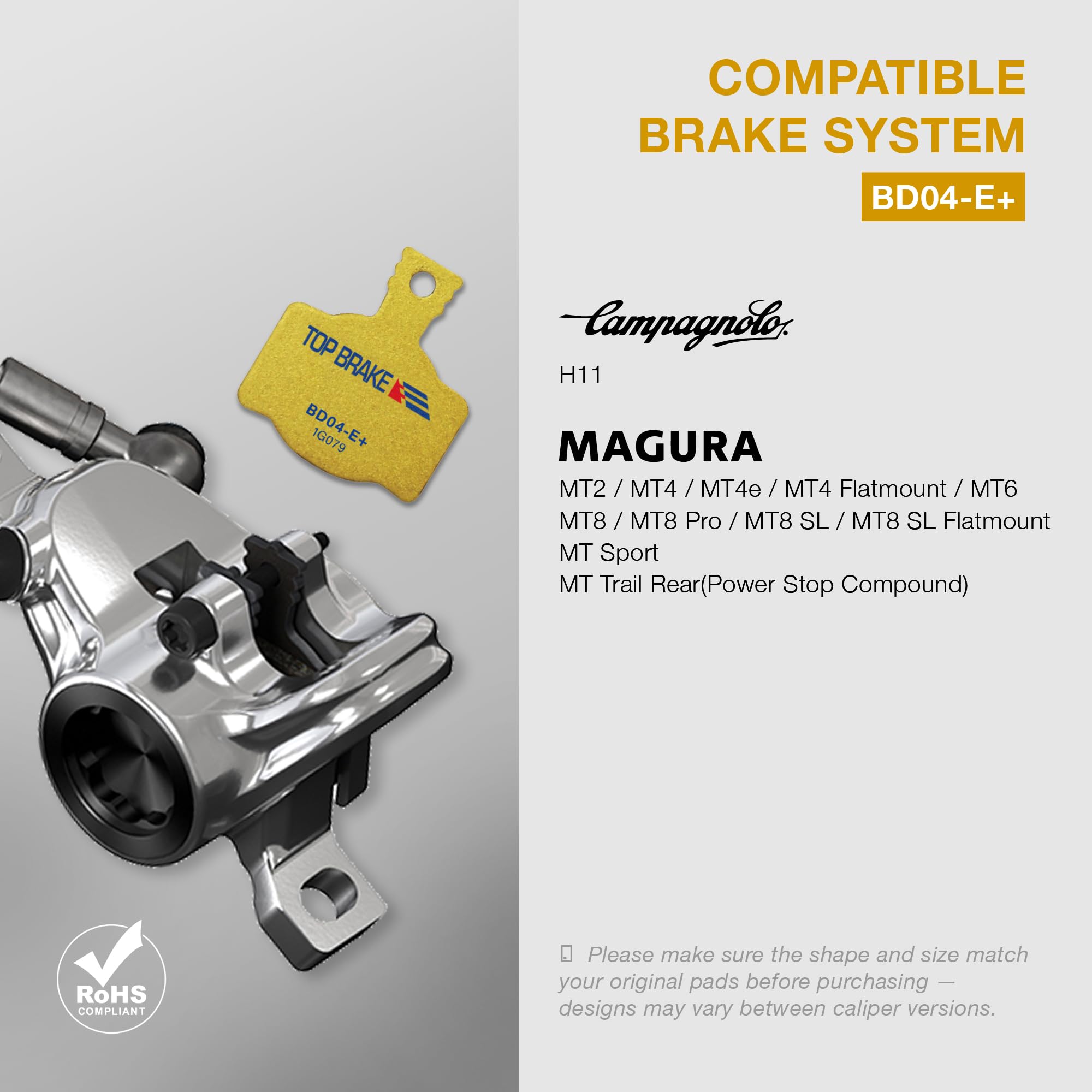 TOP BRAKE Plaquettes de Frein à Disque compatibles avec MAGURA MT2 MT4 MT6 MT8 MT4E MT8 Pro MT8 SL MT Sport MT Trail Rear | VTT VTTAE Gravel Cross Country(XC) Racing Trail All Mountain Cycling