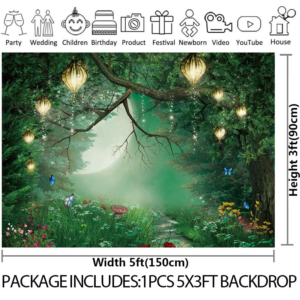 MEHOFOND 10x7ft Fairytale Forest Backdrops Wonderland Princess Photography Props Enchanted Fairy