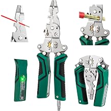 18-In-1 Foldable Wire Stripper Pliers 12-220V AC/DC Dual Range, Continuity Test, Self-Test, for Live/Neutral Wire Heavy Duty Wire Stripper for Electrician, HVAC, Car Repair
