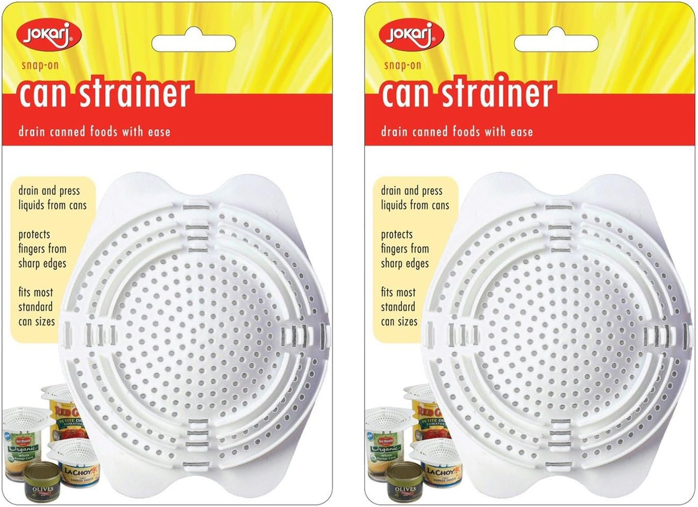 Jokari Snap-On 4" Can Strainer, White, Pack of 2