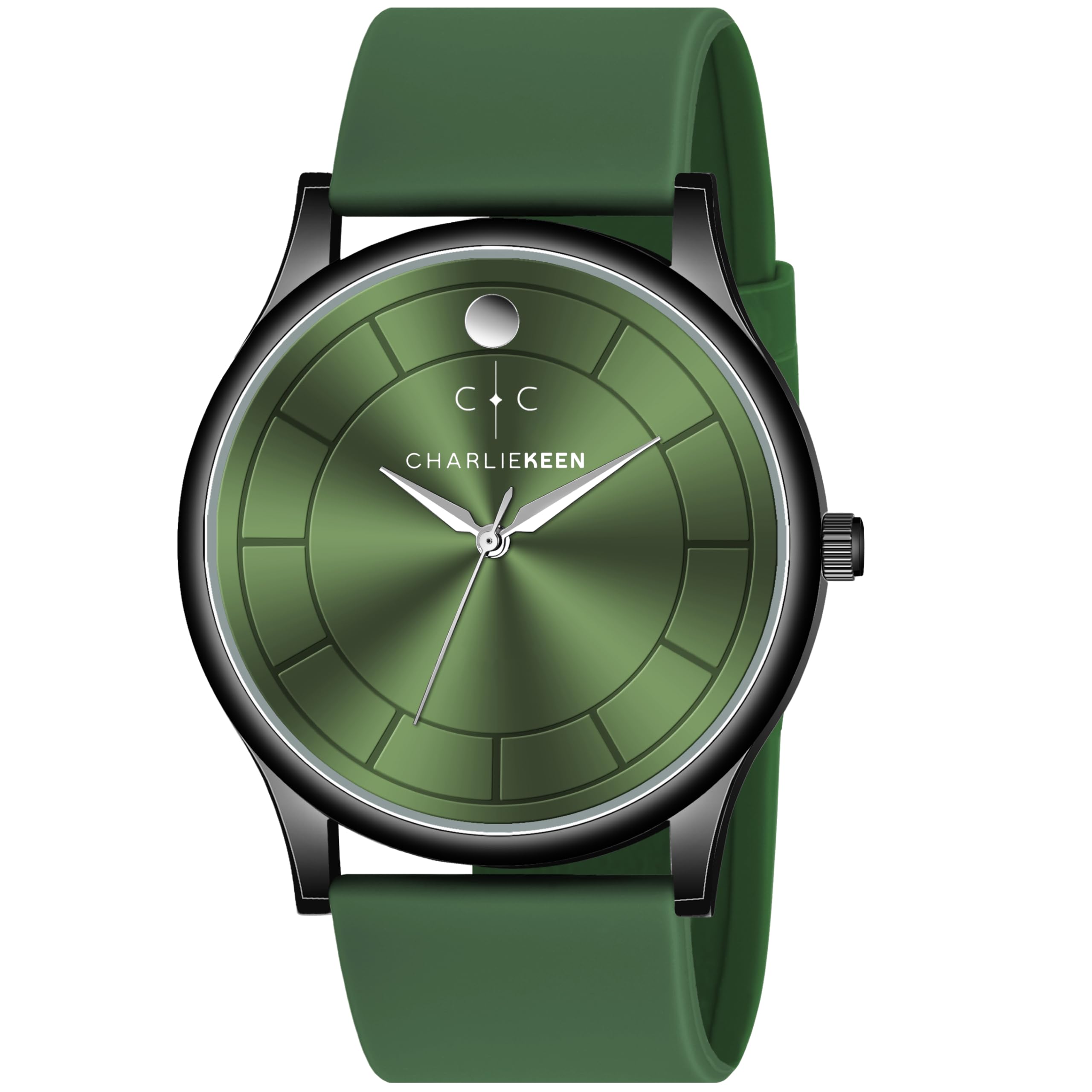 CHARLIEKEEN Sophisticated Black Watch with Comfortable Silicone Band Analog Watch for Men (Green) (B0DFMLJ54N) Amazon Price History, Amazon Price Tracker