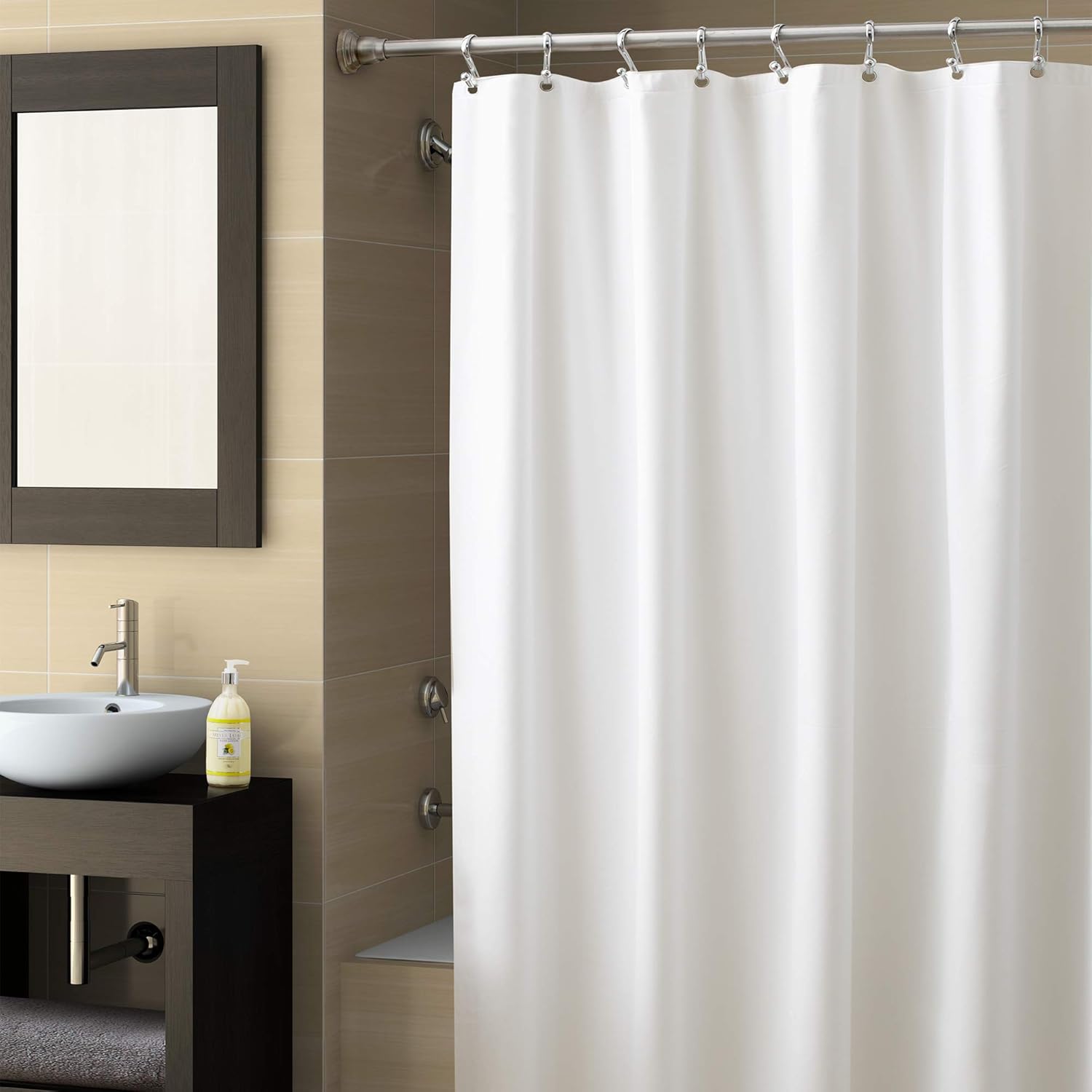 EXCELL Home Fashions Vinyl Shower Curtain Liner, Mold and MildewResistant WaterRepellent Bath